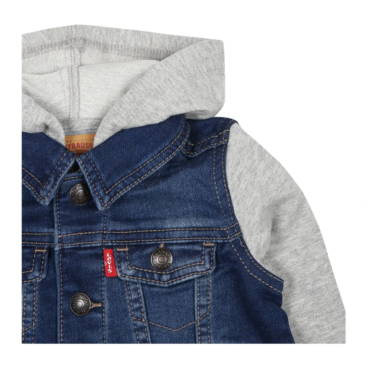 Levi's , Blue Denim Jacket with Gray Hood ,Blue unisex, Sizes: