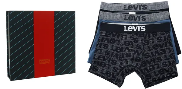 Levi's Blue / Navy Giftbox Logo 3 Pack Boxers