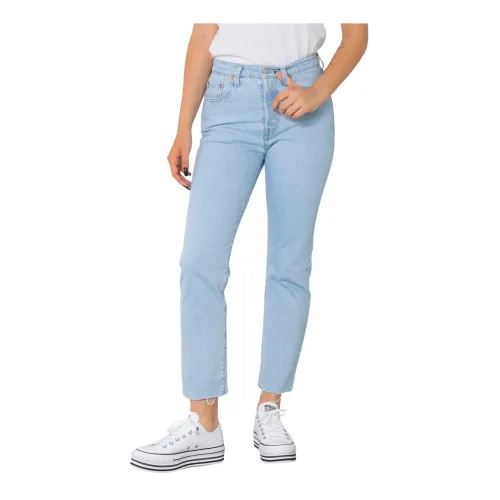 Levi's , Blue Plain Zip and Button Jeans ,Blue female, Sizes:
