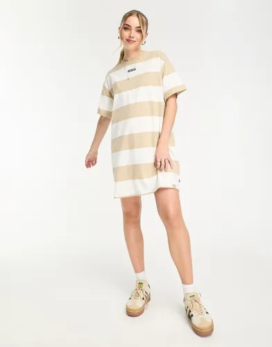 Levi's Britt t-shirt dress in cream white stripe with small boxtab logo