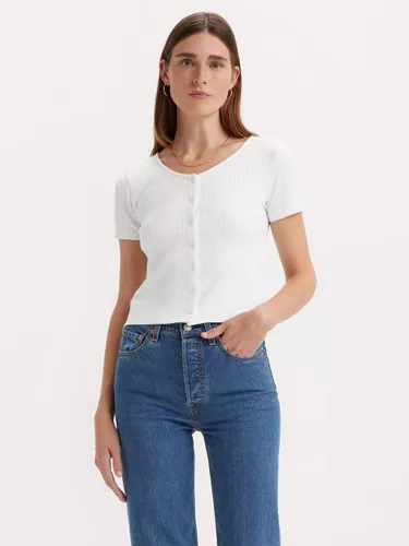 Levi's Button Front Short Sleeve Top - White - Female