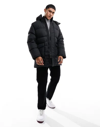 Levi's Down Laurel mid puffer jacket in black with hood