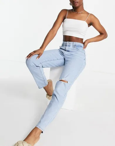 Levi's high waisted mom jeans in light wash-Blue