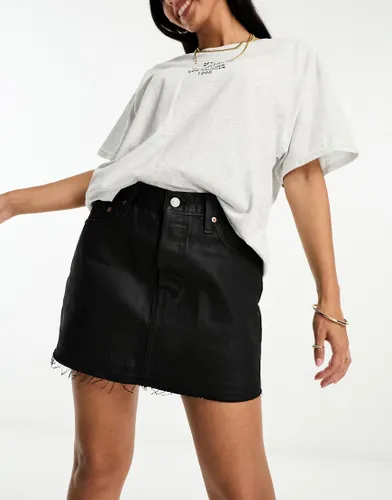 Levi's Icon denim skirt in leather coated black