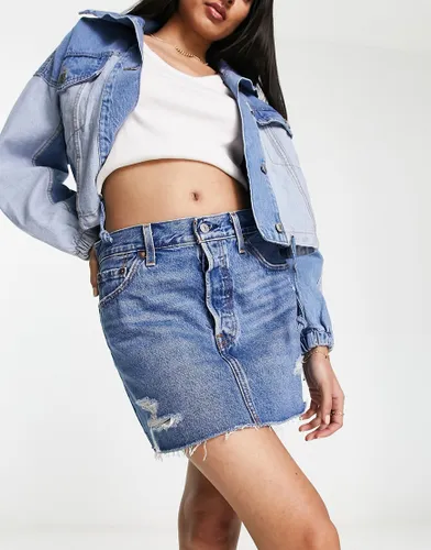 Levi's icon skirt in mid wash blue