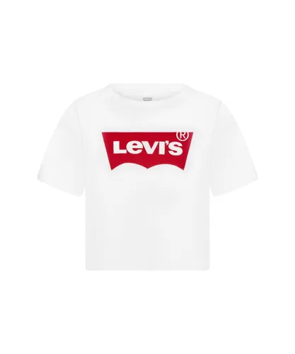 Levi's Kids Wear Girls Batwing Logo Cropped T-Shirt - White Cotton