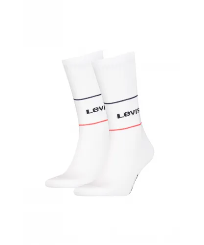 Levi's Mens 2 Pack Short Cut Logo Sport Sock - White Fabric