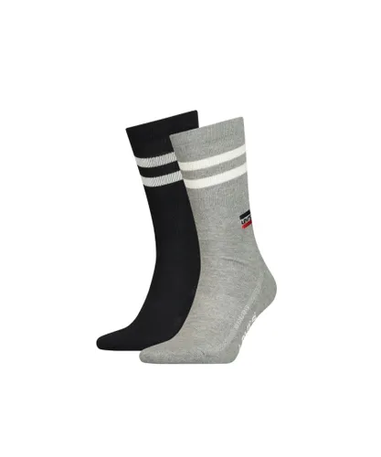 Levi's Mens 2 Pack Unisex Regular Cut Sport Socks in Grey/Black - Dark Grey Fabric
