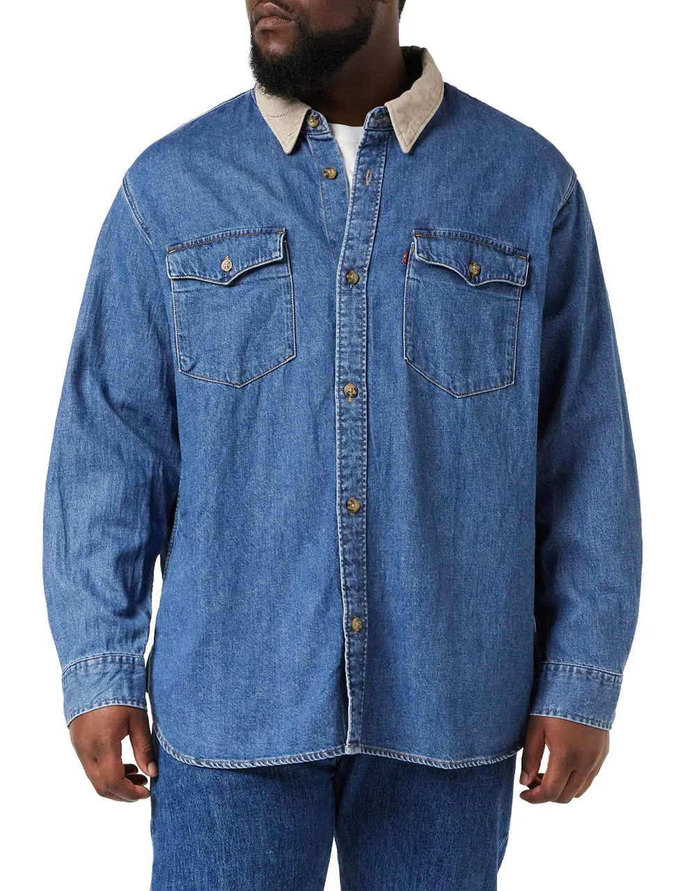 Levi's Men's Relaxed Fit Western Shirt Blue Stonewash (Blue)