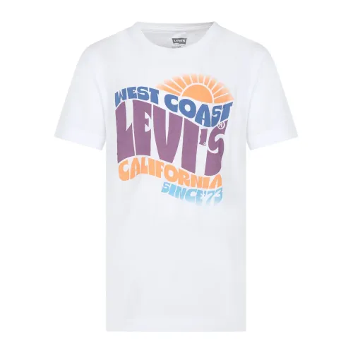 Levi's , Multicolor Print White Cotton T-Shirt ,White unisex, Sizes: