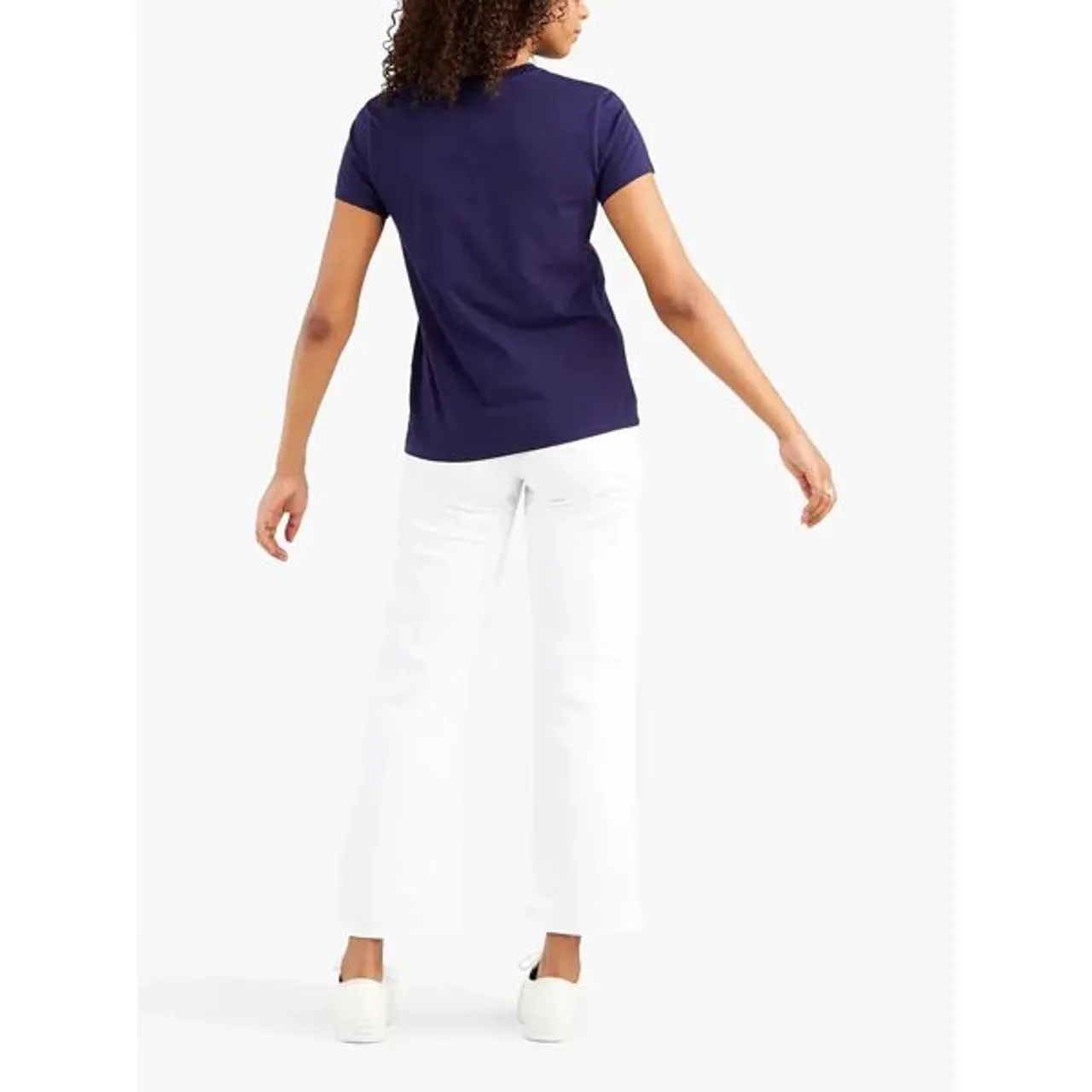 Levi's Perfect Round Neck Chest Logo Cotton T-Shirt - See Captain Blue - Female