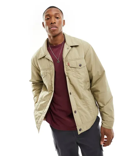 Levi's Relaxed padded trucker jacket in cream with logo-White