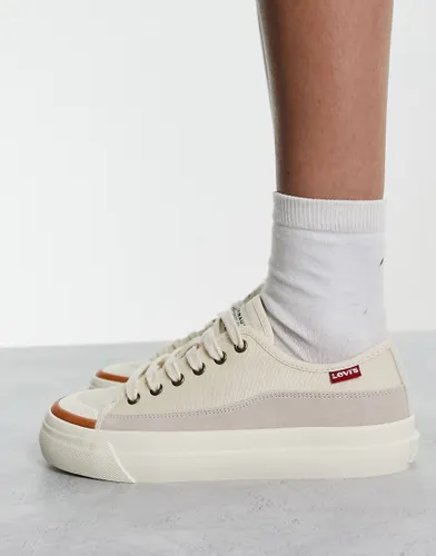 Levi's Square low trainer in cream with red tab logo-White
