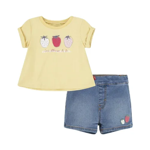 Levi's , Strawberry Print T-shirt and Shorts Set ,Multicolor female, Sizes: