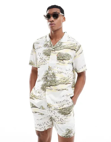 Levi's Sunset Camp short sleeve scenic print shirt in egret cream CO-ORD-White