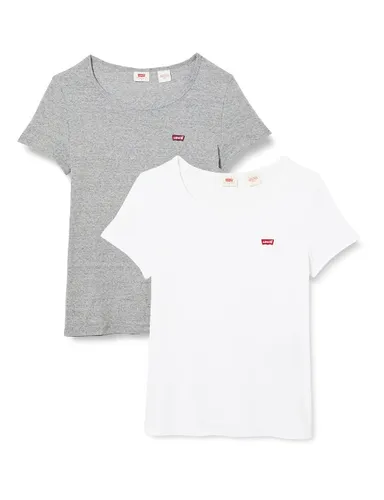 Levi's Women's 2-Pack Tee T-Shirt White +/Smokestack Htr