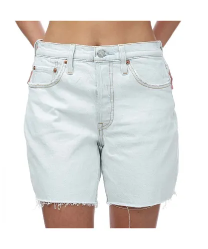 Levi's Womenss Levis 501 Mid Thigh Shorts in Light Blue Cotton