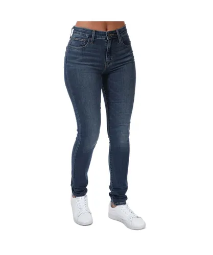 Levi's Womenss Levis 721 High Rise Skinny Jeans in Denim - Blue Cotton