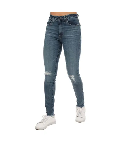 Levi's Womenss Levis 721 High Rise Skinny Jeans in Denim - Blue Cotton