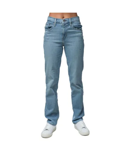Levi's Womenss Levis 724 High Rise Straight Jeans in Light Blue Cotton