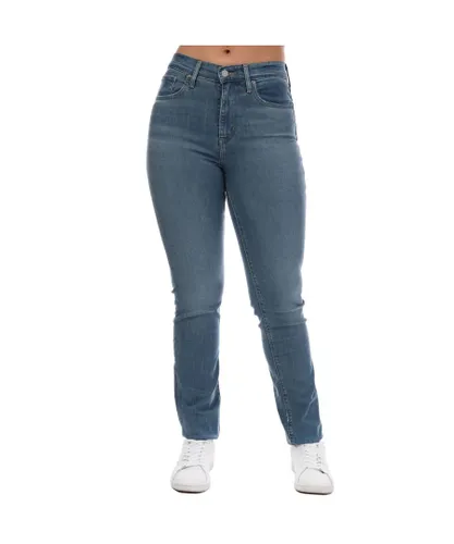 Levi's Womenss Levis 724 High Rise Straight Rio Frost Jeans in Denim - Blue Elastane