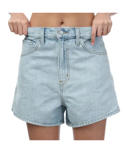 Levi's Womenss Levis High Waisted Mom Shorts in Light Blue Cotton