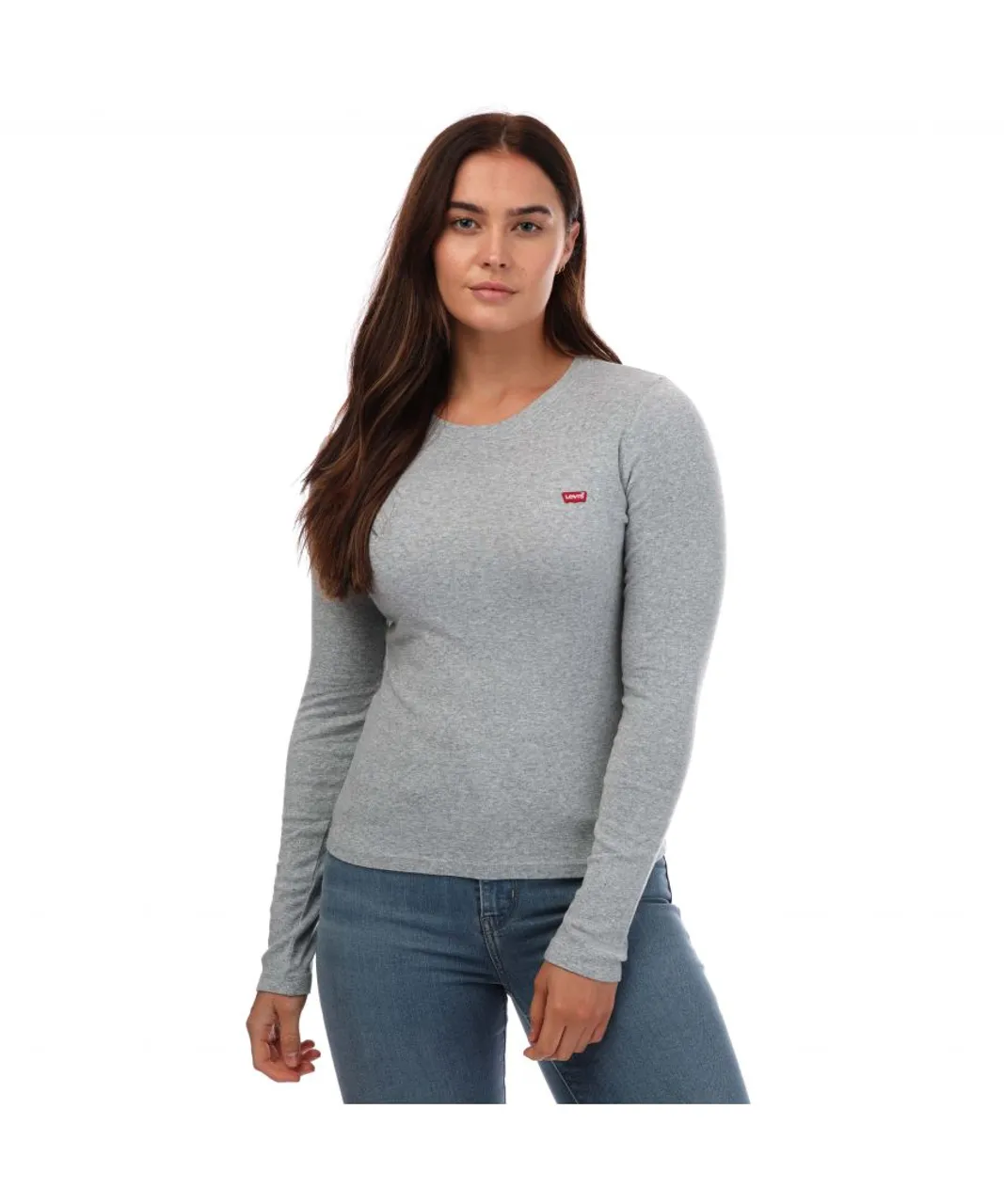 Levi's Womenss Levis Long Sleeve Baby T-Shirt in Grey Heather Cotton