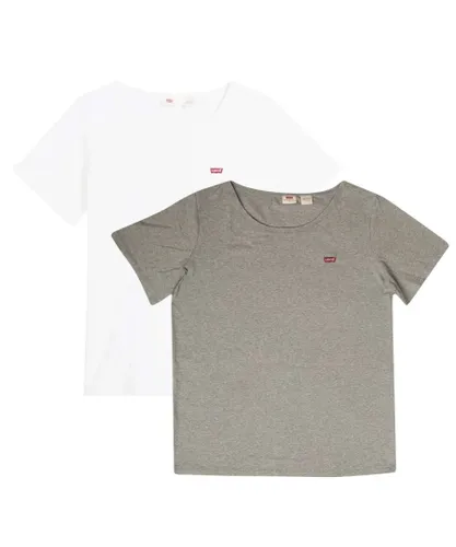 Levi's Womenss Levis Plus 2 Pack T-Shirts in White Grey Cotton