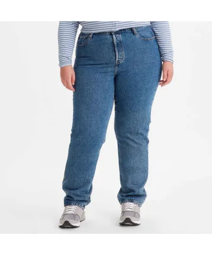 Levi's Womenss Levis Plus 501 Original Fit Jeans in Denim - Blue Cotton
