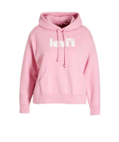 Levi's Womenss Levis Plus Graphic Standard Hoody in Pink Cotton