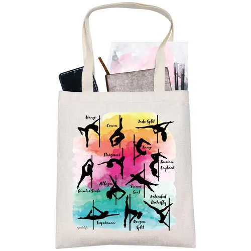 LEVLO Pole Dancing Canvas Tote Bag Gift For Pole Dance