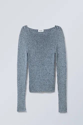 Lex Two Tone Rib Knit Sweater - Blue