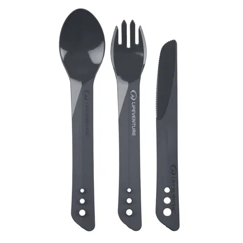 Lifeventure Ellipse Cutlery Set: Graphite Colour: Graphite