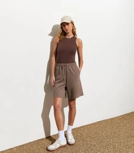 Light Brown Longline Shorts New Look