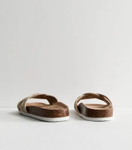 Light Brown Twist-Strap Slip On Sandals New Look