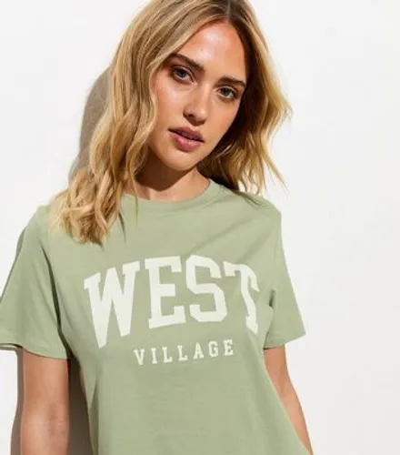 Light Green West Village Print T-Shirt New Look
