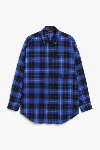 Light-weight loose fit flannel shirt - Blue