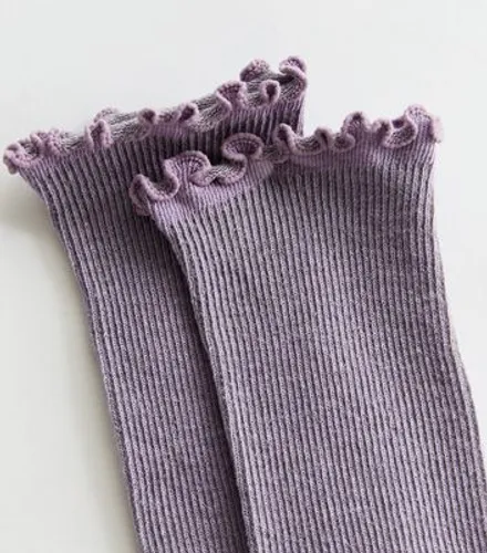 Lilac Ribbed Frill Trim Socks New Look