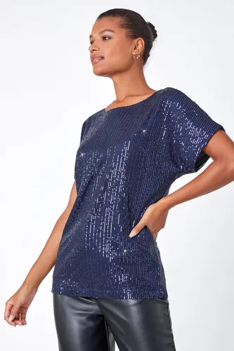 Lilly and Hope Embellished Sequin Top in Navy female