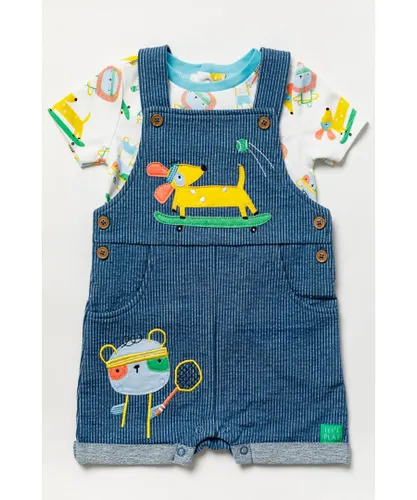 Lily and Jack Baby Boy Dungaree Tshirt and Sunglasses Outfit Set - Blue