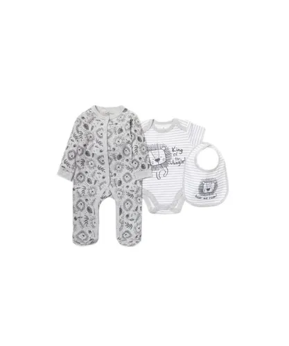Lily and Jack Baby Boy Lion Print Cotton 3-Piece Gift Set - Grey
