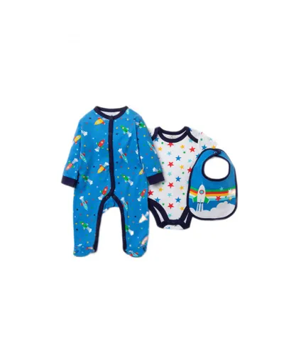 Lily and Jack Baby Boy Rockets Print Cotton 3-Piece Gift Set - Blue