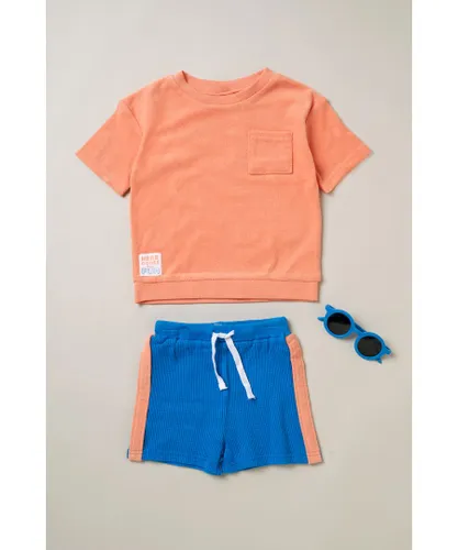 Lily and Jack Boys 3-Piece Top, Shorts and Sunglasses Outfit Set - Orange