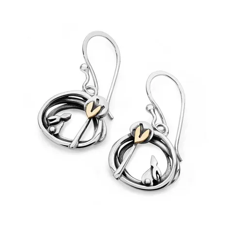 Linda Macdonald Into the Woods Sterling Silver 9ct Gold Drop Earrings