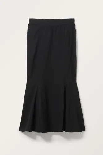 Linen Blend Maxi Mermaid Skirt - Black
