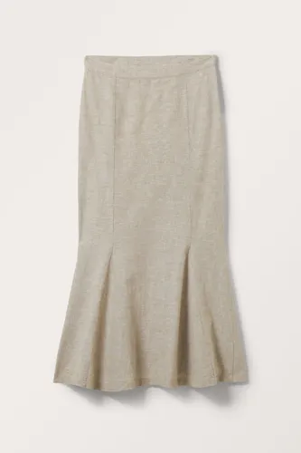 Linen Blend Maxi Mermaid Skirt - Brown