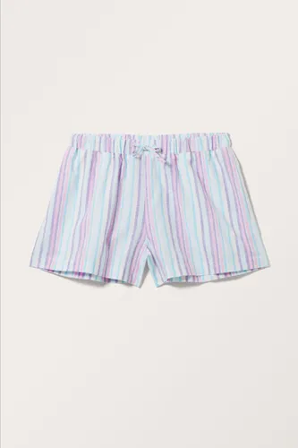 Linen Blend Mini Shorts - Blue