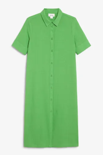 Linen blend shirt dress - Green