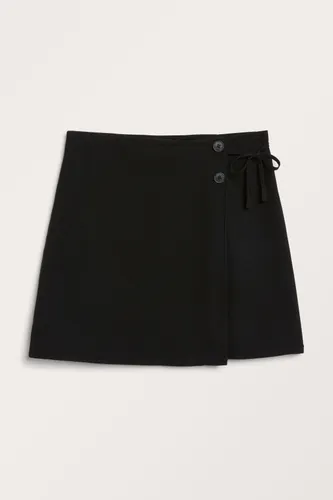 Linen blend wrap skirt - Black