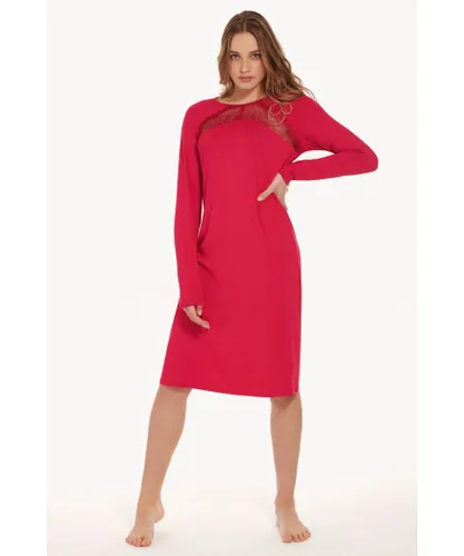 Lisca Womens 'Evelyn' Long Sleeve Modal Nightdress - Red